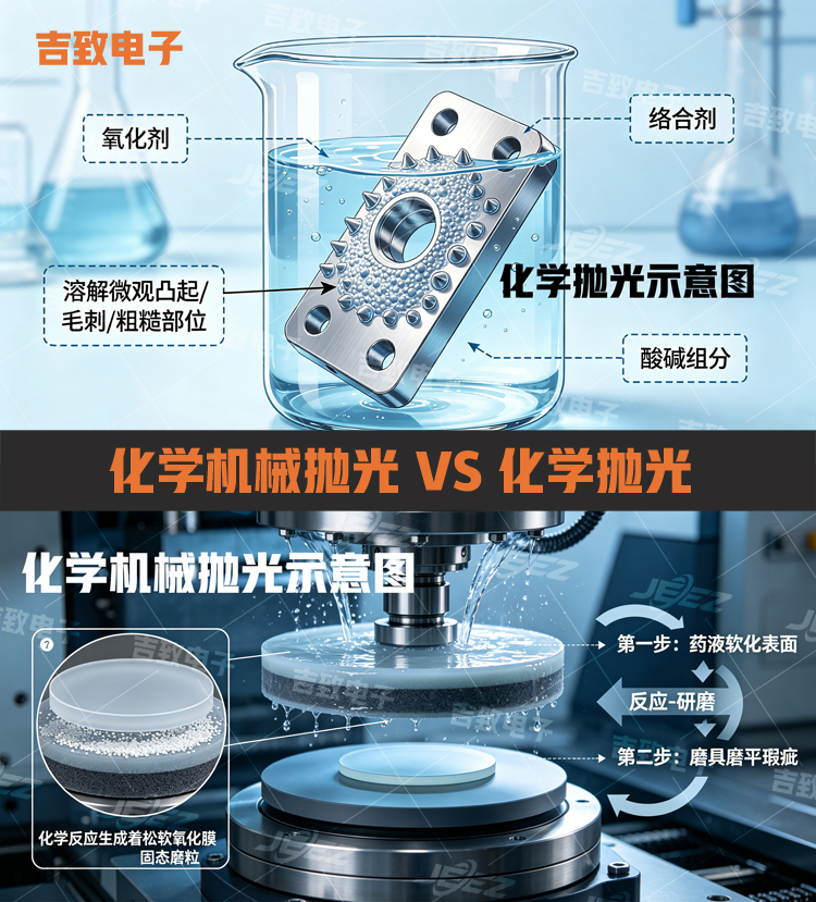 化学抛光与CMP区别示意图  吉致电子CMP'